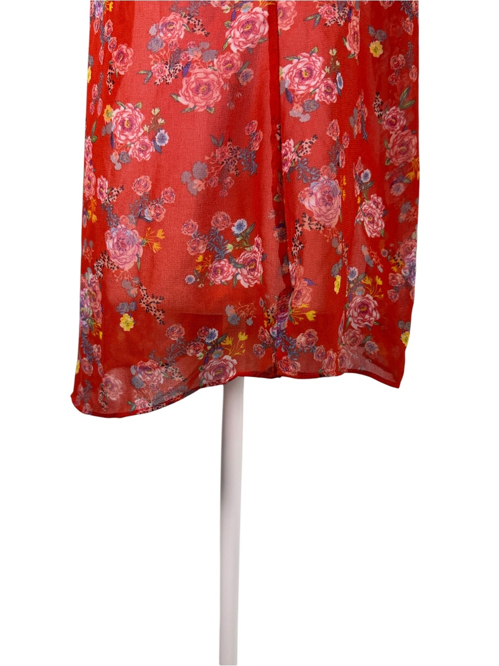 Cabi Red Floral Sheer Ruffle Sleeveless Blouse Top Size M - Picture 5 of 10